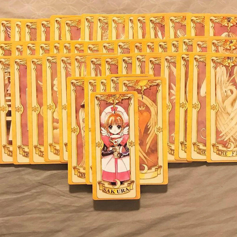 52 шт./компл. аниме Cardcaptor Sakura Косплэй реквизит розовый/красный таро карты КИНОМОТО Сакура Card набор девочек Волшебная аксессуары