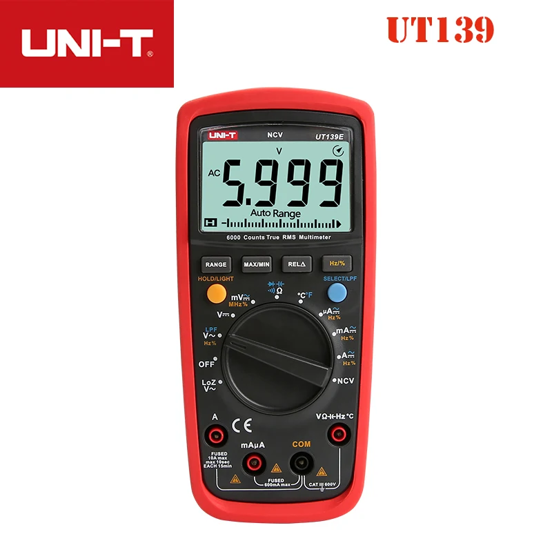 UNI-T Multimeters True RMS Multimeter Digital Display UT139 Series Test Low Pass Filter DC AC Voltage Current Temperature A/M |