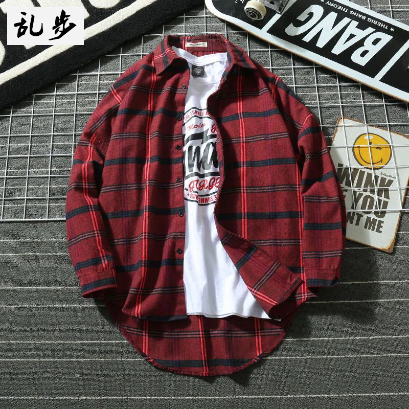 Повседневные мужские рубашки с длинным рукавом Молодежные свободные парные