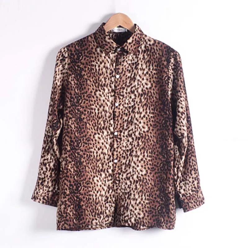 Модные пикантные Универсальные женские шифон Blusa леопардовым принтом Топы