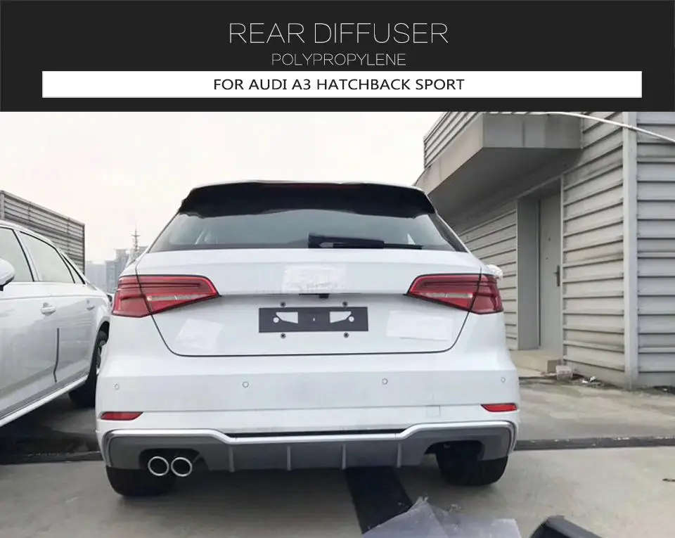 Спортивный задний диффузор для губ Audi A3 S-line хэтчбек 2 двери- Автомобильный задний бампер для губ автомобильные аксессуары PP