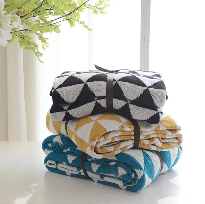 Вязанное Хлопковое одеяло скандинавский ветер весна лето геометрический узор