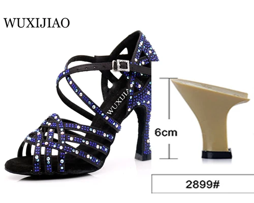 heel 6cm WUXIJIAO, Женская Обувь для бальных танцев, сальса, Латинская танцевальная обувь, квадратная танцевальная обувь, Самба, танго, туфли для вальса, женская мода - Цвет: heel 6cm