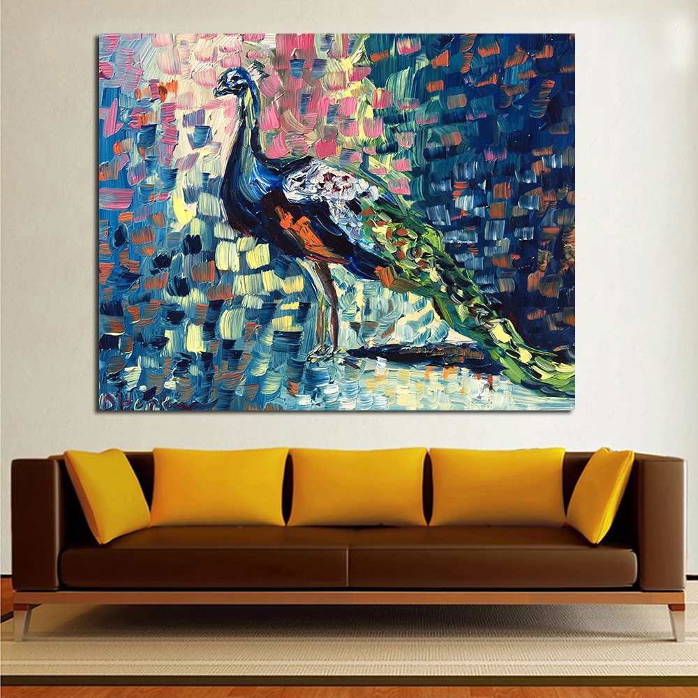 Картины JQHYART с милым павлином для гостиной настенные картины на холсте картина