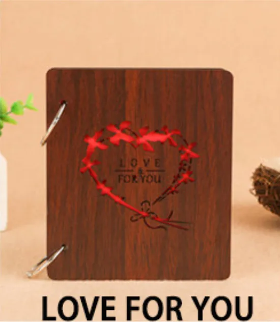 LOVE FOR YOU 5 дюймов деревянные обложки альбомы персонализированные фотоальбом деревянные подарки 25 страниц вкладыш DIY альбом пользовательские подарки фото галерея - Цвет: LOVE FOR YOU