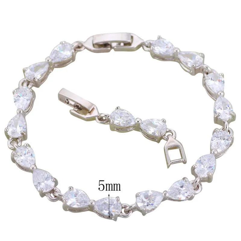 Ayowei Романтический в виде капли воды белый браслет с цирконием серебро высокое
