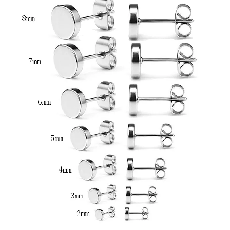 6mm Steel 1 пара, серьги-гвоздики из нержавеющей стали для мужчин и женщин, вечерние, Acc 2 мм, 3 мм, 4 мм, 5 мм, 6 мм, 7 мм, 8 мм, 9 мм, 10 мм, 12 мм, ювелирные изделия - Окраска металла: 6mm Steel