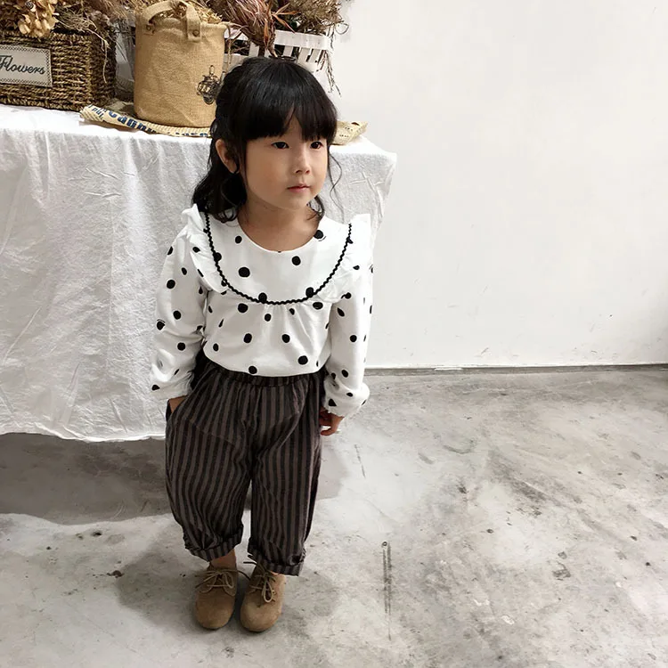 Белая школьная блузка принцессы для девочек осень 2018 милая детская рубашка в