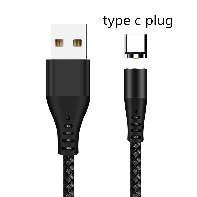 Black Type C Plug GREENPORT Круглый Магнитный кабель Micro usb type C кабель для iphone xs max samsung S8 S9 зарядки мобильного телефона Android зарядное устройство Шнур - Цвет: Black Type C Plug