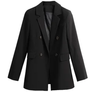 Женский двубортный пиджак, повседневный свободный пиджак, весна-осень, модель X434, 2021