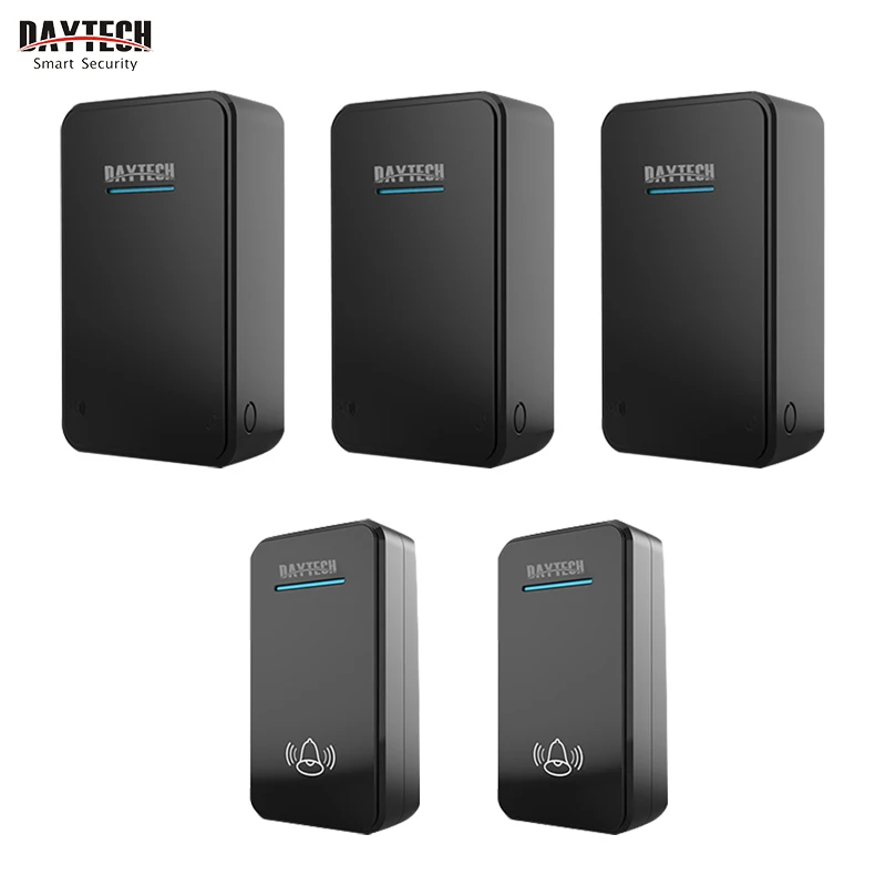 DC01-3R2B Беспроводной дверной звонок DAYTECH, комплект, дверной звонок, мелодия, колокольчик, домашний, добро пожаловать, светодиодный, водонепроницаемый, умный дверной звонок, длинный рабочий диапазон - Цвет: DC01-3R2B