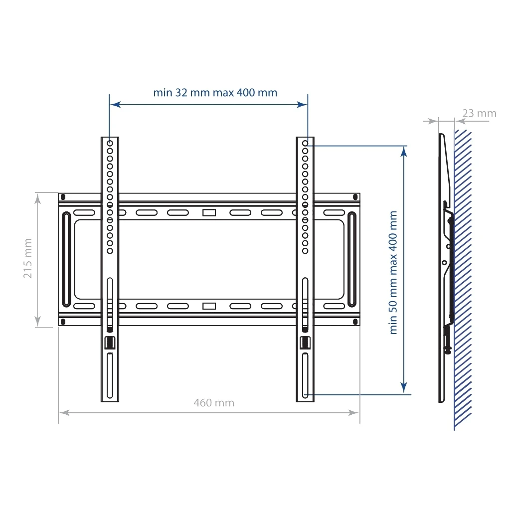 ТВ Кронштейн Kromax IDEAL 3 new white (Настенный сталь LED/LCD/PLASMA телевизоров 22' 65' max 50 кг
