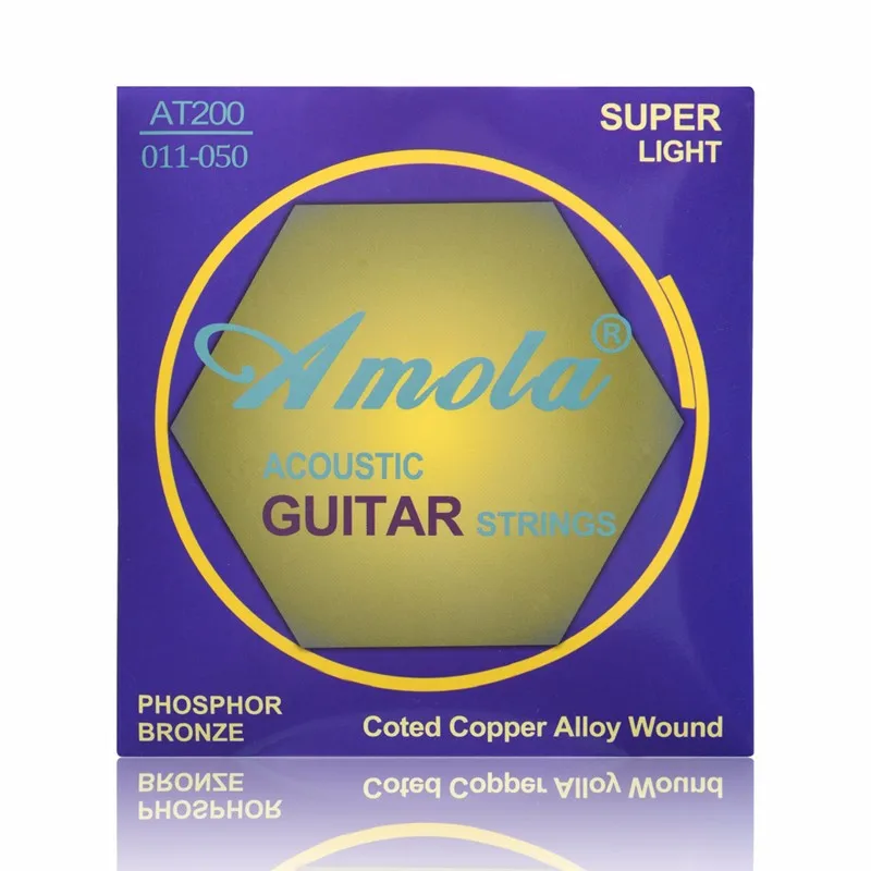 Акустическая гитара Amola набор струн 010 011 012 фосфористой бронзы Coted Медь сплав