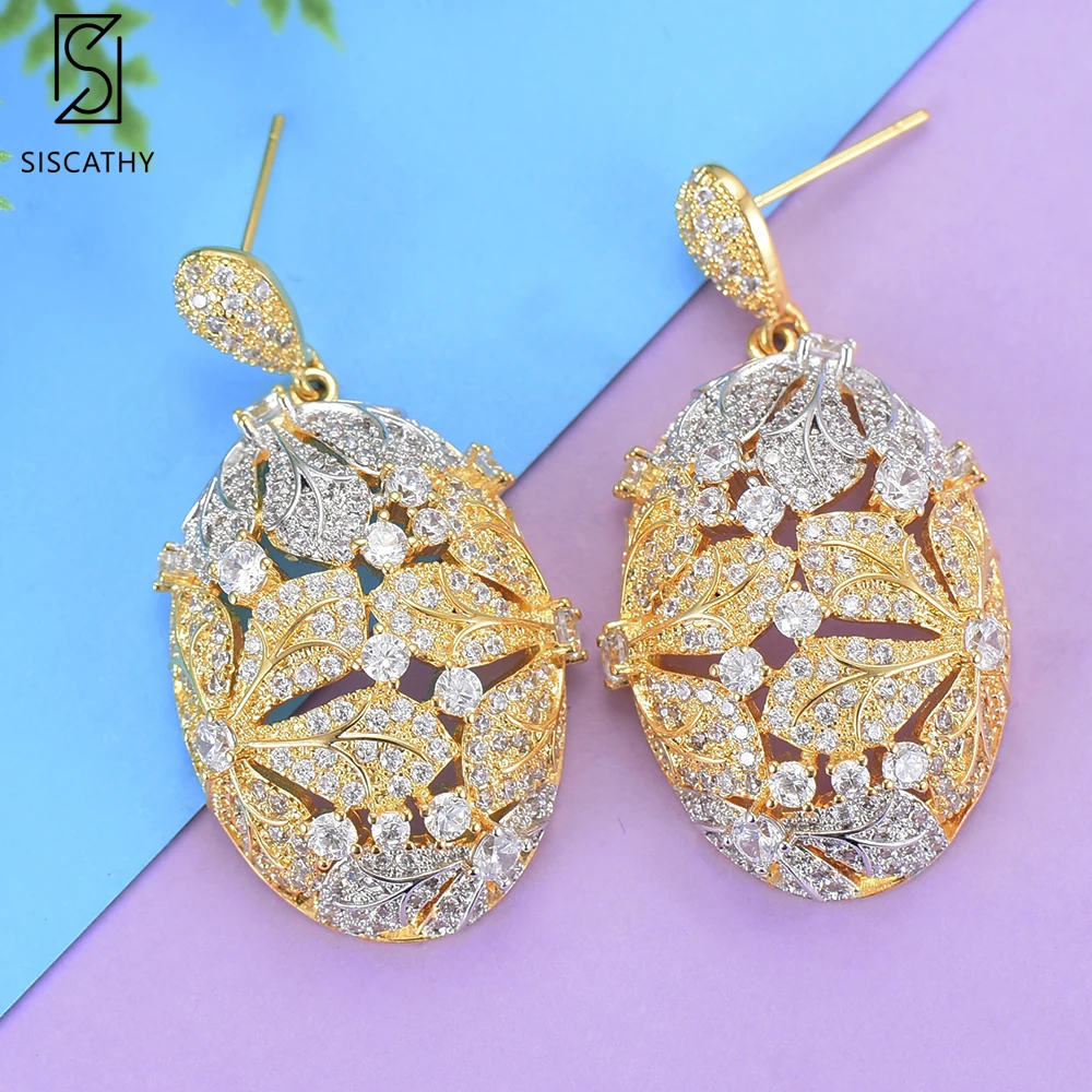 Женское свадебное ожерелье SISCATHY серьги-гвоздики с изменяемым размером кольца