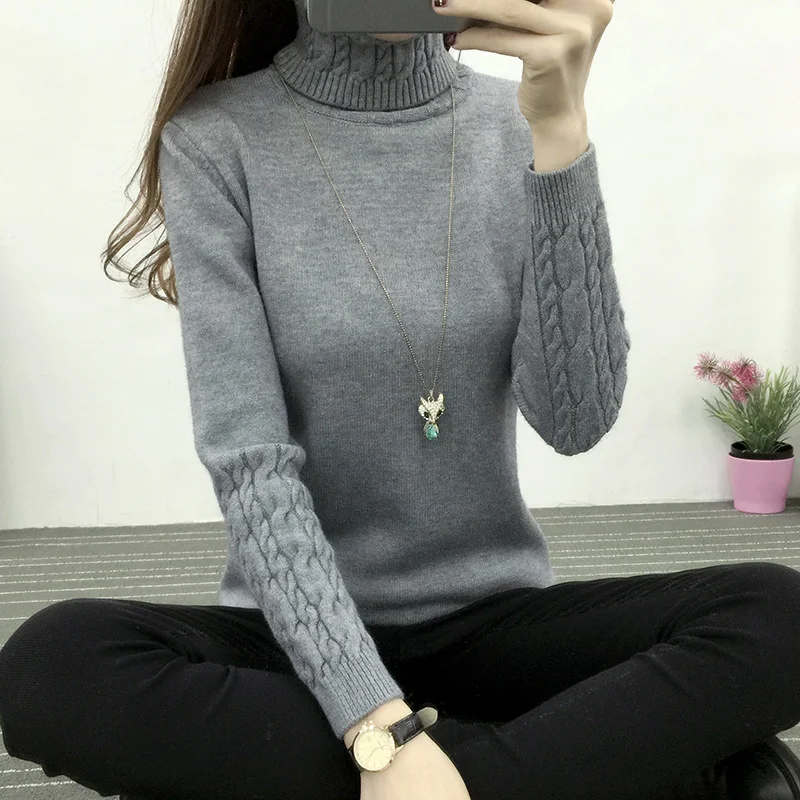 

2021 New Arrival Rushed Ohclothing Women Sweaters Pullovers Fashion Turtleneck Knitted Twisted Thickening Slim Pullover