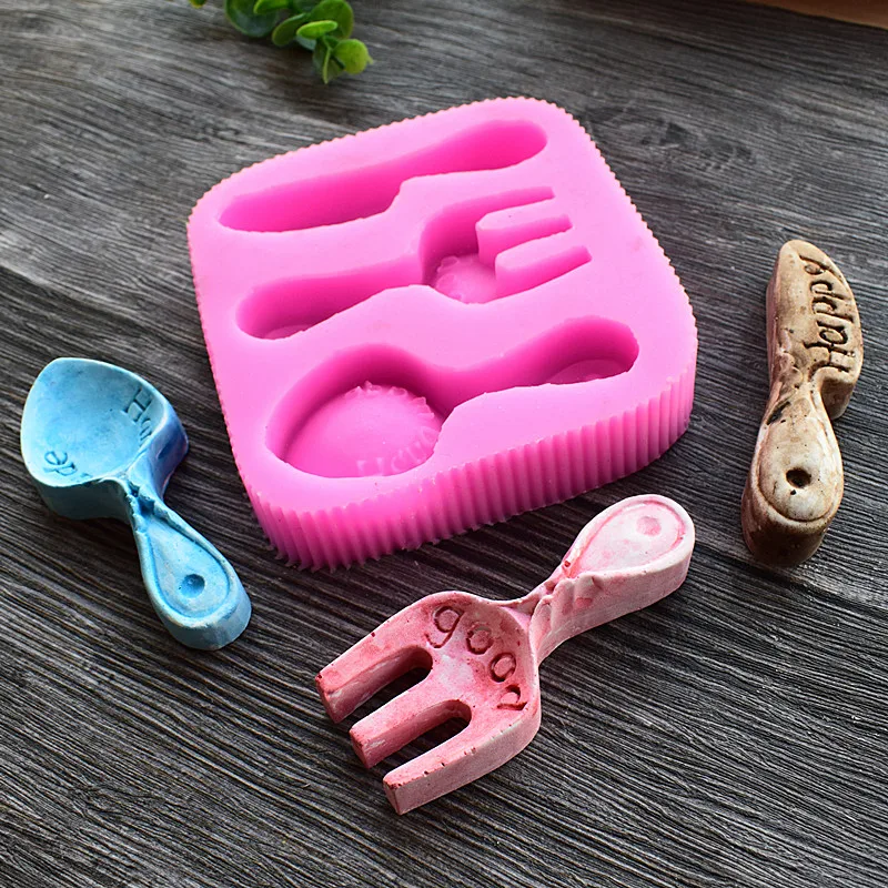 Knife / fork Spoon Silicone Mold Fondant Cake Decoration Polymer Clay Cookie Fudge Cabochon Candles Molds SQ17226 | Дом и сад