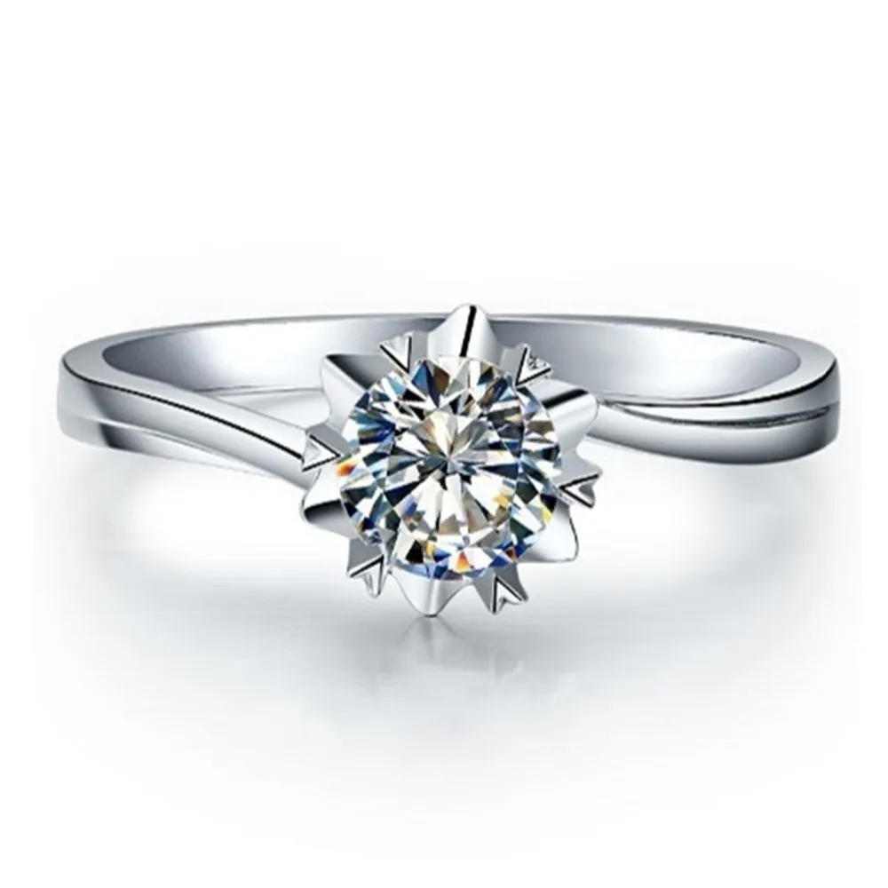 Однотонное кольцо из белого золота с бриллиантом, 18K, обручальное кольцо с муассанитом 2 карата, обручальное кольцо для невесты
