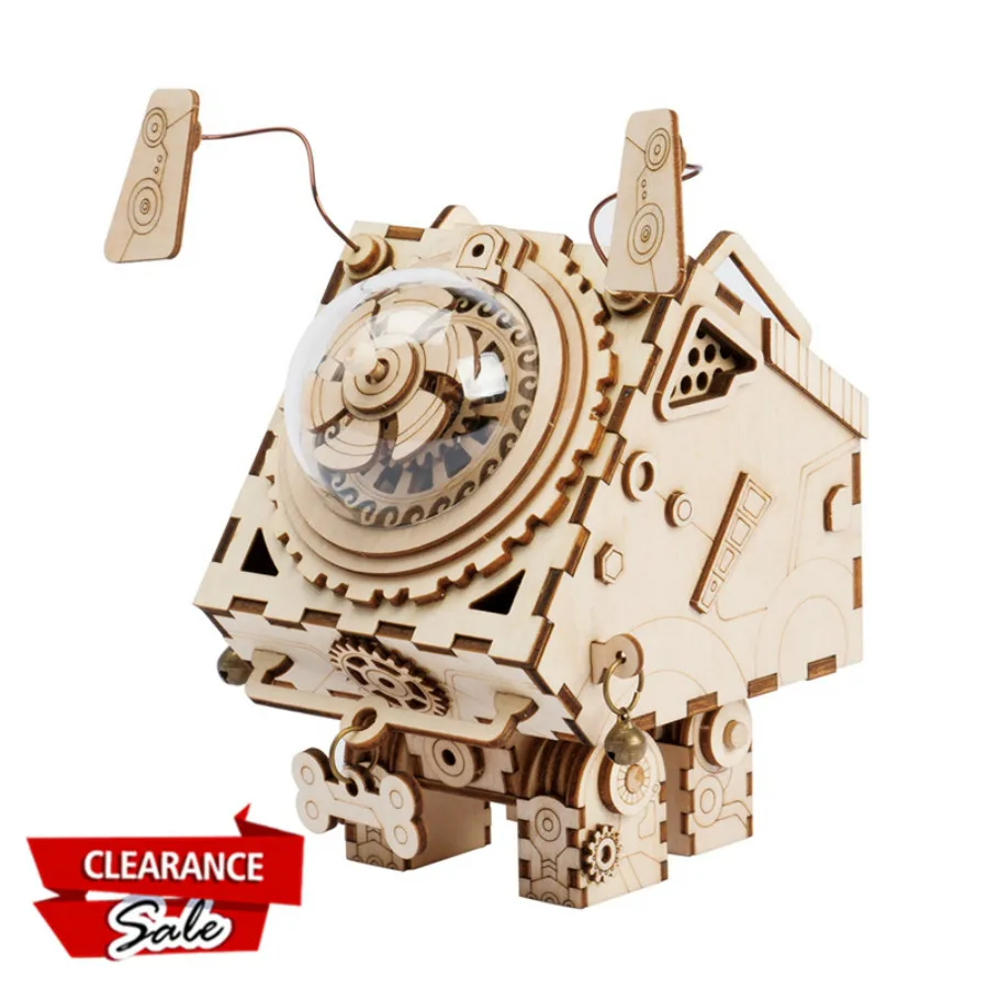 Robotime DIY 3D подвижные космический корабль головоломки собраны деревянные модели игрушки для детей мальчиков и девочек Тренировки Мозга музыкальная шкатулка подарок AM681 - Цвет: Черный