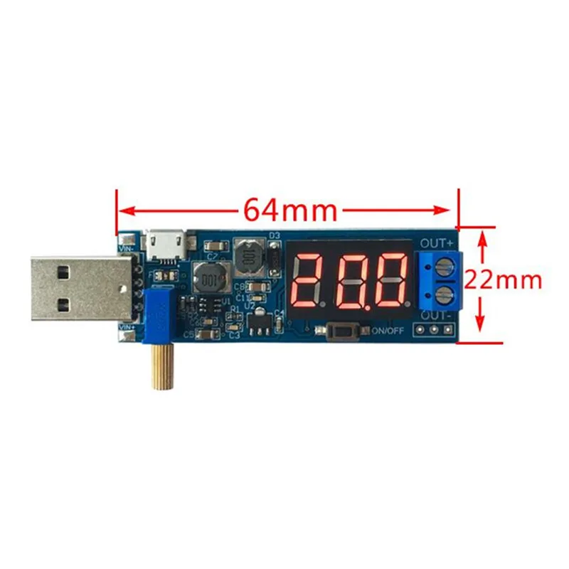 USB адаптер с 5 В до 3 12 Регулируемый понижающий преобразователь 1 2 24 постоянного