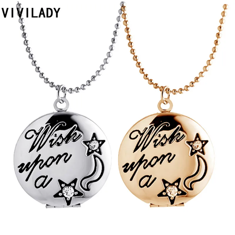 VIVILADY модная звезда кристалл эмаль кулон фото рамка медальоны ожерелья женские