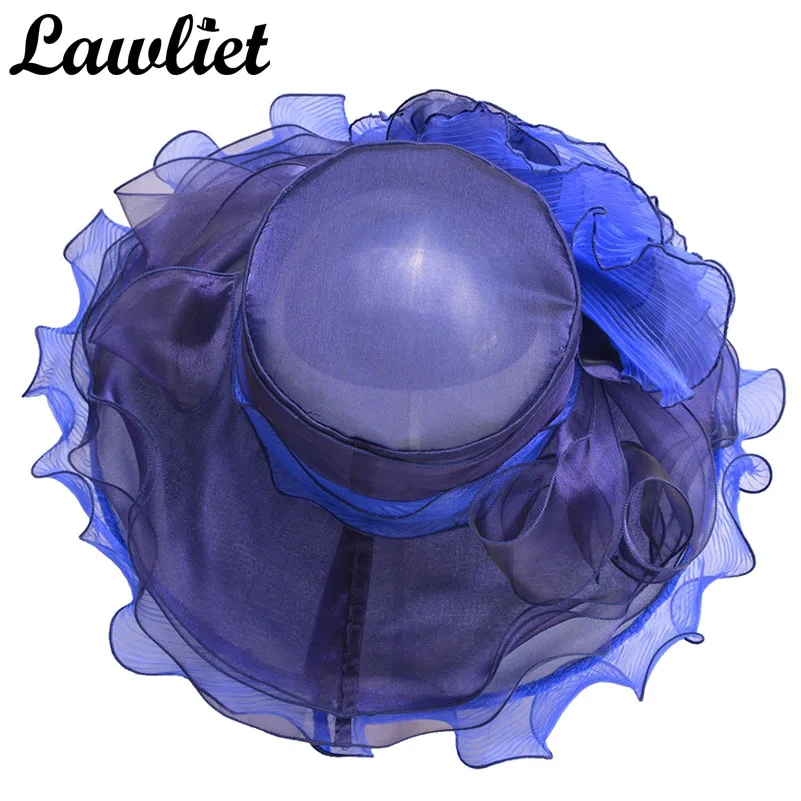 Шляпка Панама женская из органзы 4 слоя с широкими полями для церкви и