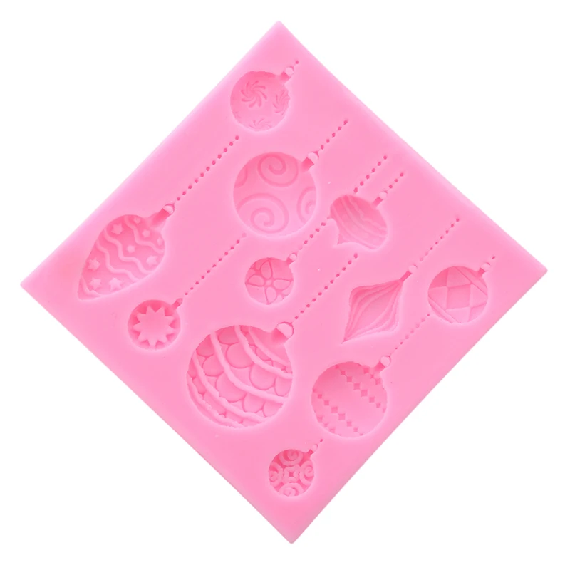 3D Рождественская тема красочные шары украшения силиконовая форма для помады