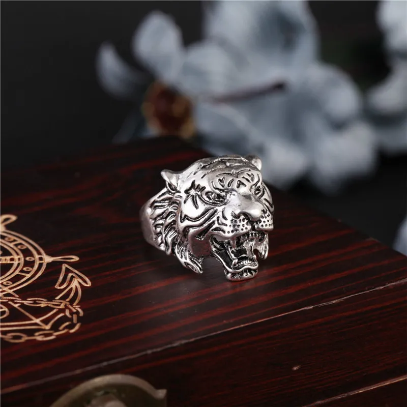 Модные Для мужчин крутой парень панк стиль ретро властная головы тигра кольца
