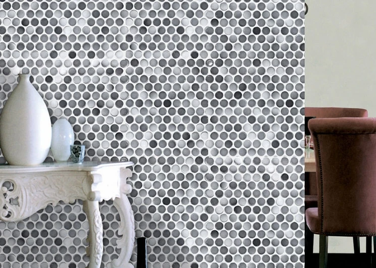 Круглая матовая керамическая фотообои серого цвета 19 мм для кухни комнаты загара