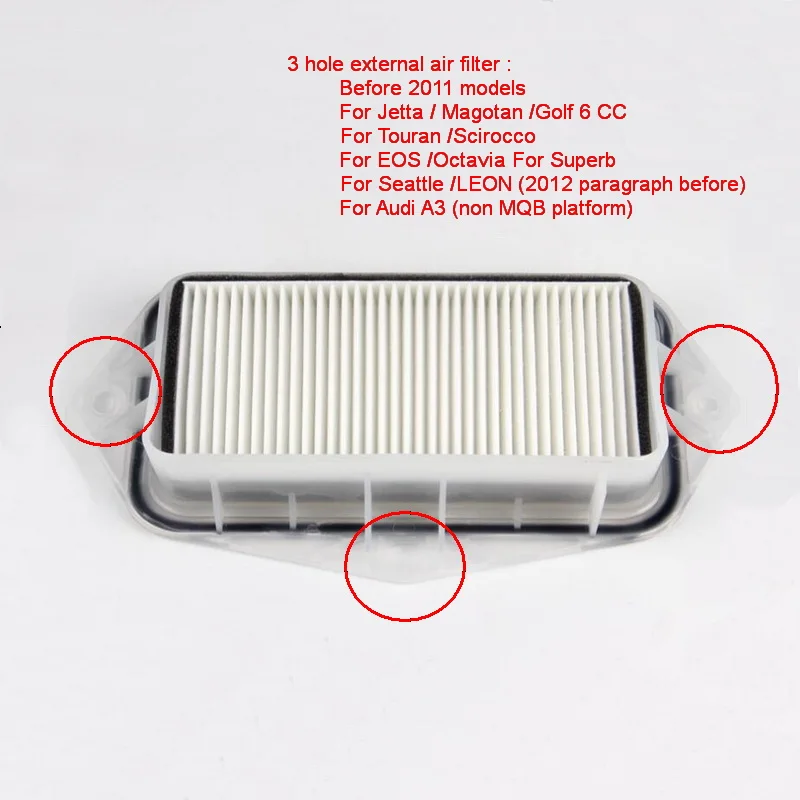 Tonlinker воздушный фильтр с 3 отверстиями для Vw Sagitar CC Passat B5B6B7 Golf Touran audi Skoda Octavia anti-PM2.5 внешний воздушный фильтр