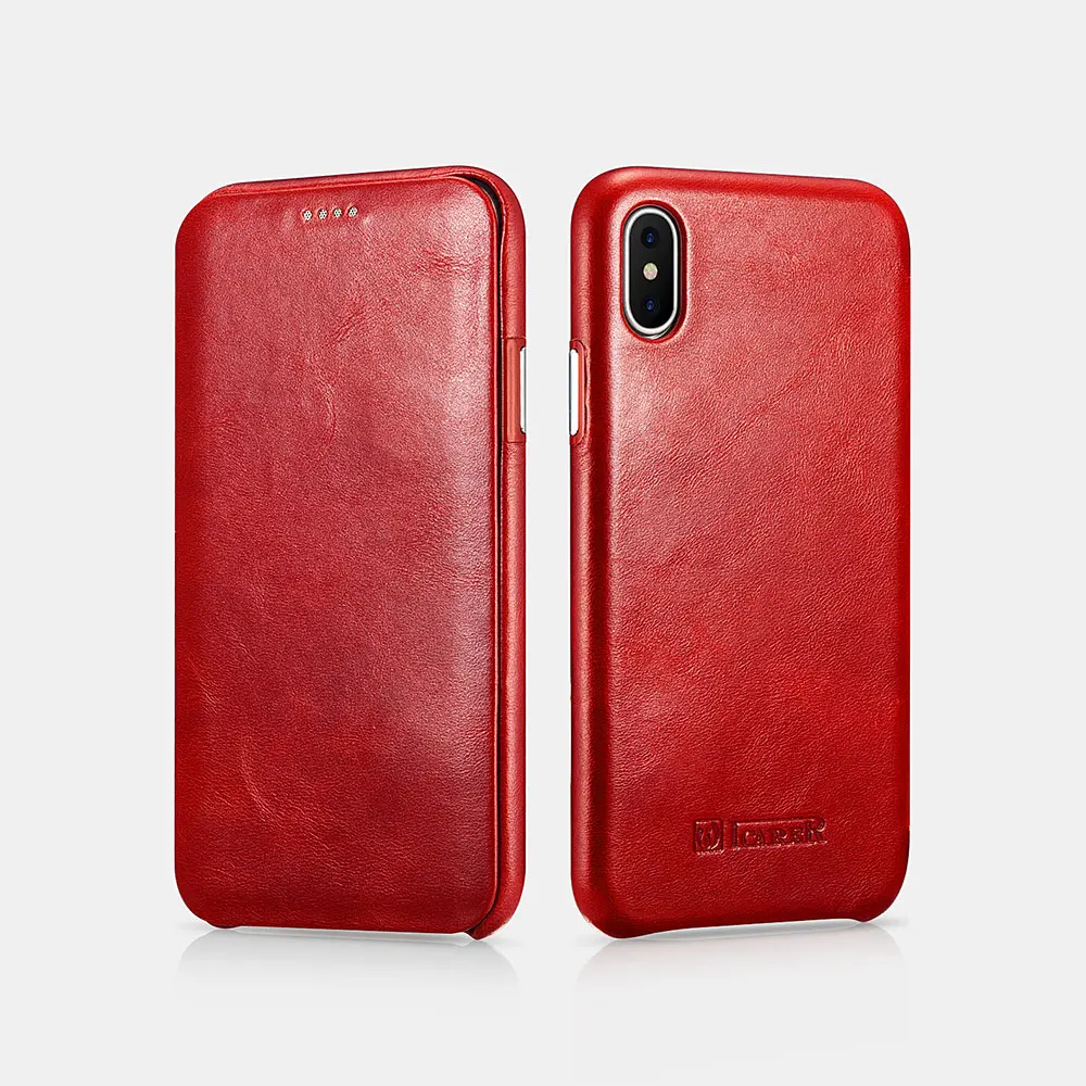Icarer для IPhone X Case из натуральной кожи кошелек чехол для iPhone X XS Apple изогнутый край флип чехол-книжка Магнитный защитный чехол