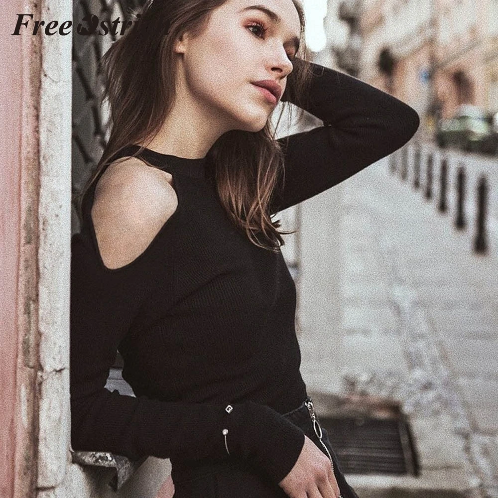 Женская облегающая Повседневная Блузка с длинным рукавом блузка одним плечом