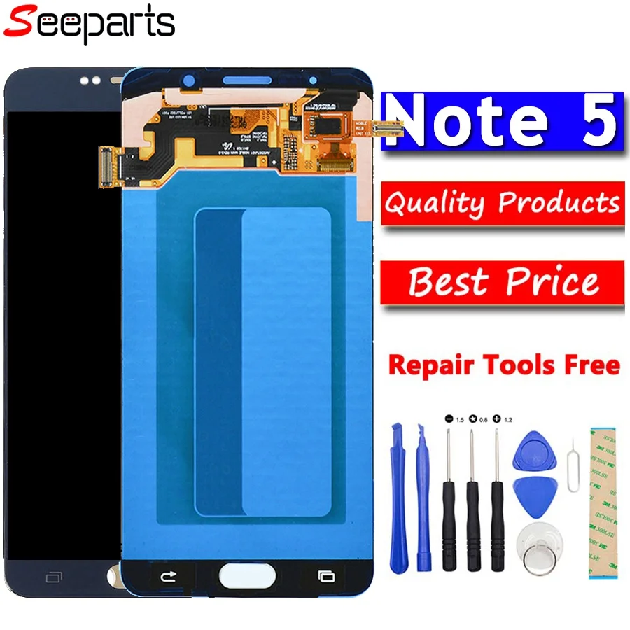 

100% Tested Warranty 2560x1440 For 5.7" SAMSUNG GALAXY NOTE 5 LCD Note 5 LCD Touch Screen Digitizer Assembly For Samsung Note 5