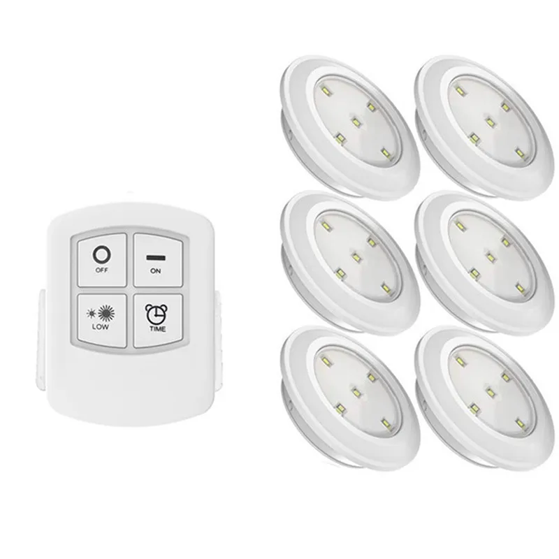 6 lamp 1 remote Диммируемый светодиодный светильник для шкафа с питанием от батареи, 5 светодиодов, лампы с беспроводным сенсорным датчиком или пультом дистанционного управления, для гардероба, лестницы, светодиодная Ночная лампа - Цвет: 6 lamp 1 remote