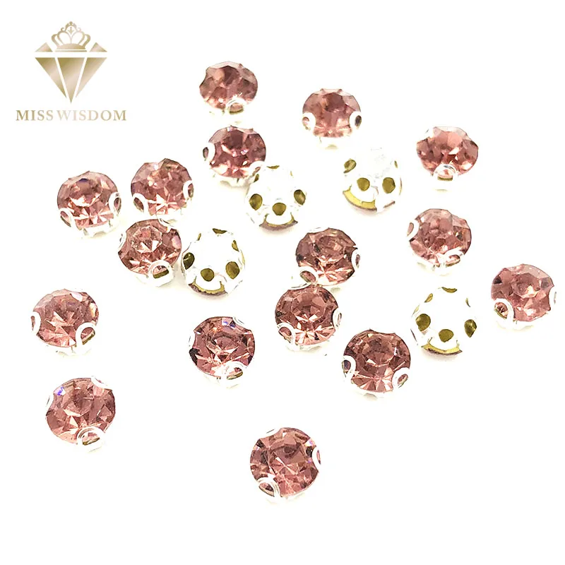 

New Light purple round shape 3D claw rhinestone strass Glass Crystal sew on rhinestones High quality diy clothing accessories