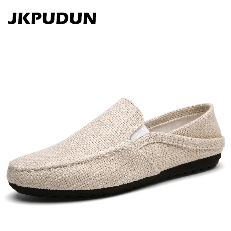 JKPUDUN/Летняя мужская обувь из конопли эспадрильи дизайнерская дышащая