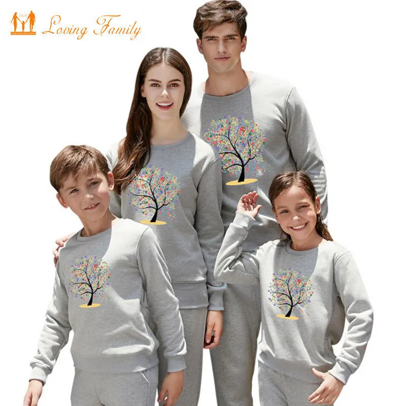 

Family Clothing Winter Family Shirts Print Tree Cotton Warm Clothes Mother Daughter Father Son Shirts Family Matching Outfits