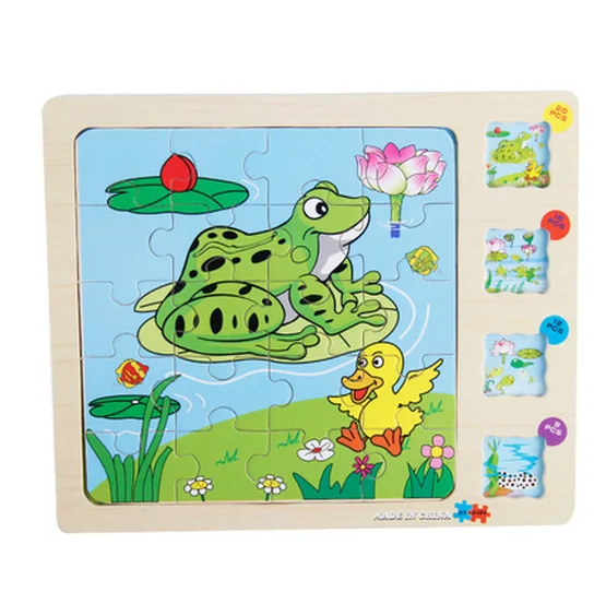 Wooden Animal Scene Multi-layer Story Puzzle Imposition Infant Child Early Childhood Education Intellectual Toy 1-3-6 Years Old | Игрушки и