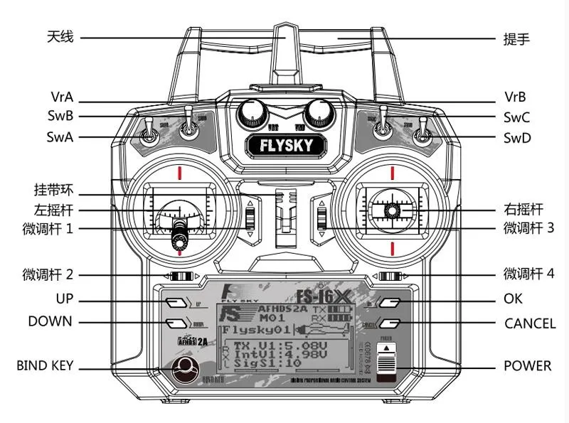 Радиоуправляемый передатчик Flysky 2 10 каналов 4 ГГц AFHDS А с приемником i-BUS X6B для