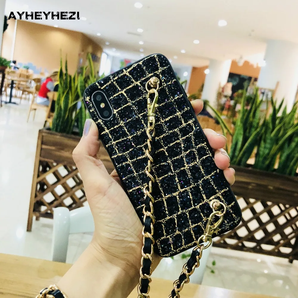 Чехол для IPhone XS X 8 7 6 S 6 Plus, удобный чехол через плечо с длинной цепочкой, блестящая девушка, модный дизайн, хороший