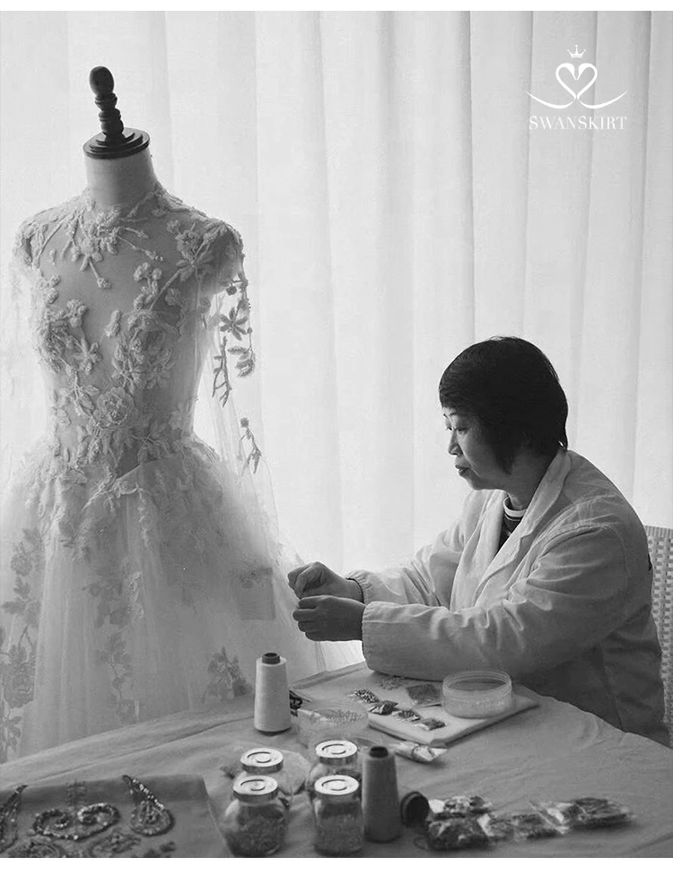 Свадебное платье со съемным длинным рукавом,, Swanskirt, Сексуальная аппликация, Русалка, без бретелек, свадебное платье в тюркском стиле, Vestido de noiva, UZ31