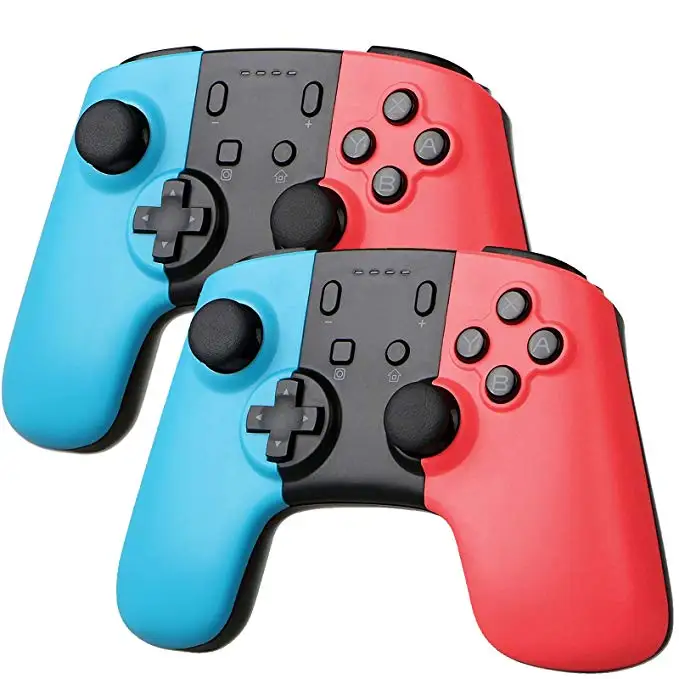 Red and Blue 2PCS Беспроводной Pro контроллер для пульта дистанционного управления, пульт дистанционного управления Bluetooth, джойстик с гироскопом и осью DualShock Mando, геймпады - Цвет: Red and Blue 2PCS