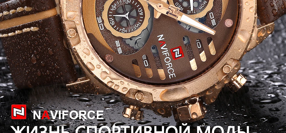 NAVIFORCE Для мужчин модные креативные Кварцевые наручные часы Водонепроницаемый кожаный ремешок спортивные часы Повседневное часы мужской Relogio Masculino