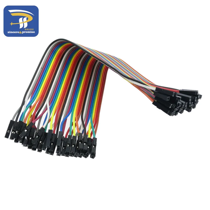 40 шт. в ряд Dupont кабель 20 см 2,54 мм 1pin 1 p-1 p Женский Перемычка провода для Arduino Макет