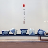 jingdezhen hand painted antique blue and white tea cup kung fu da hong pao tea set ceramic single cup tea ceremony accessories