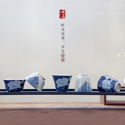 Jingdezhen ручная роспись Античная Сине белая чайная чашка кунг фу Да Хун Пао чайный