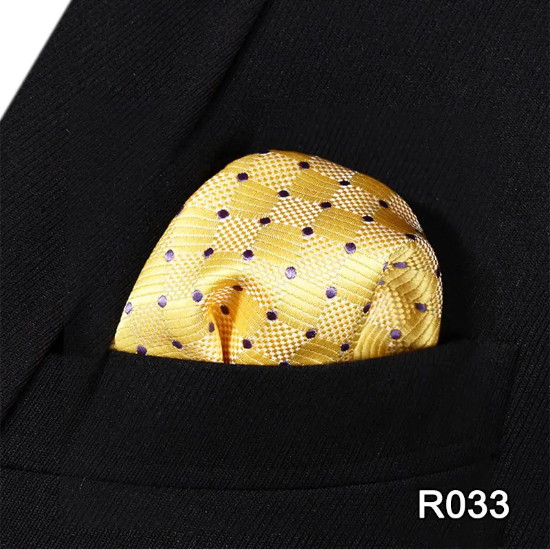 R033 Клетчатый узор в горошек, цветочный рисунок Пейсли, Полоска, Мужской Шелковый Атласный платок, квадратный платок, жаккардовый тканый классический платок для свадебной вечеринки# RC1 - Цвет: R033