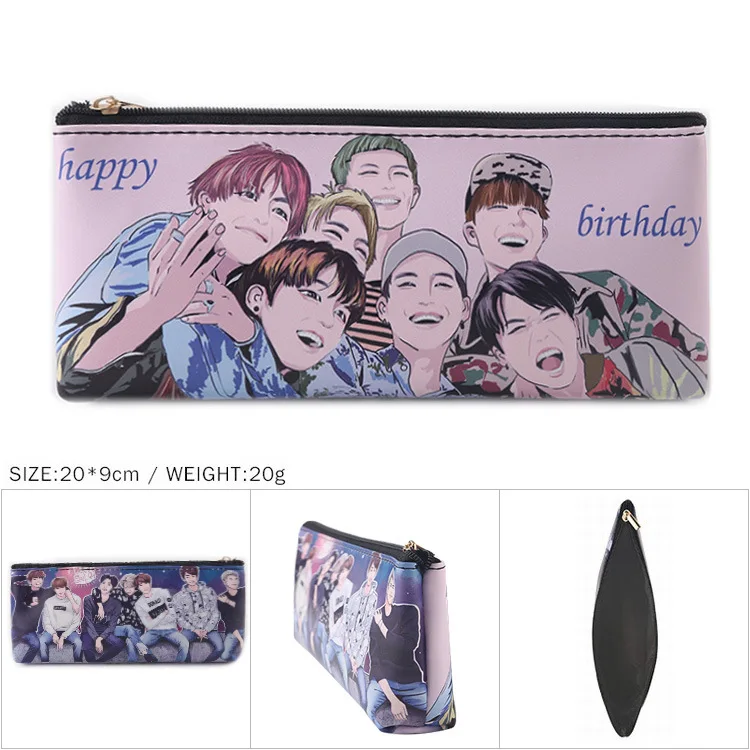 NEW Kpop BTS Bangtan Boys Cute Q version cosmetic bag Large capacity pencil case Storage School Supplies Tools | Женская одежда