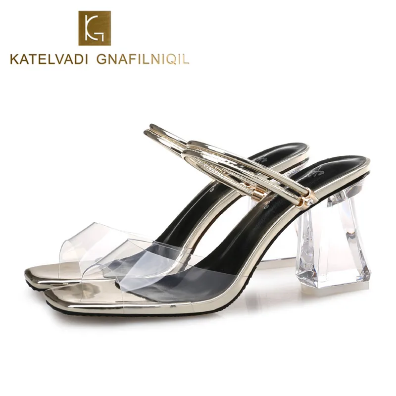 2018 ПВХ желеобразные сандалии обувь с украшением в виде кристаллов каблук