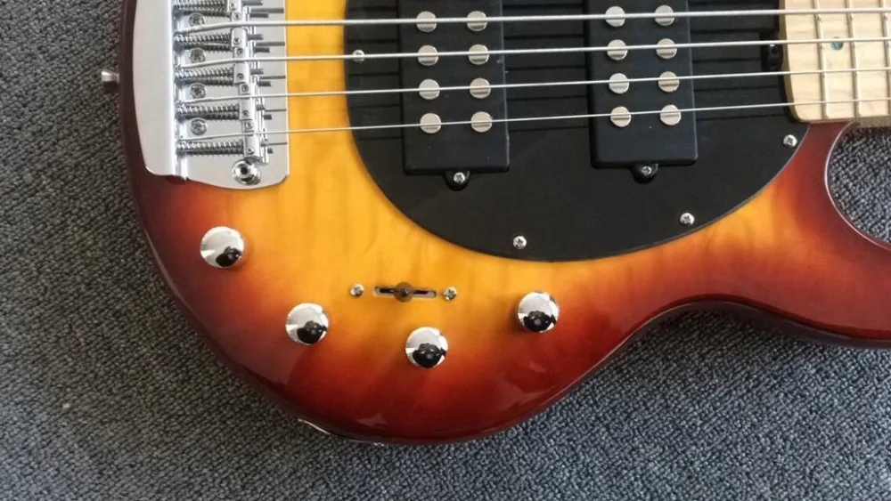 Завод+ стеганый клен верх корпус из красного дерева musicman бас-гитара золотистого цвета два звукоснимателя музыка человек бас гитара роскошный бас