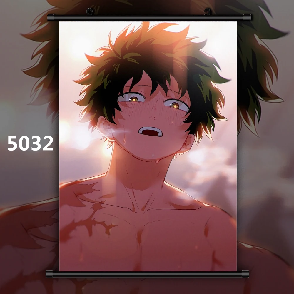 5032 Boku no My Hero Academy Bakugou Katsuki Todoroki Shoto Midoriya Izuku Аниме Манга настенный плакат свиток D - Цвет: 5032